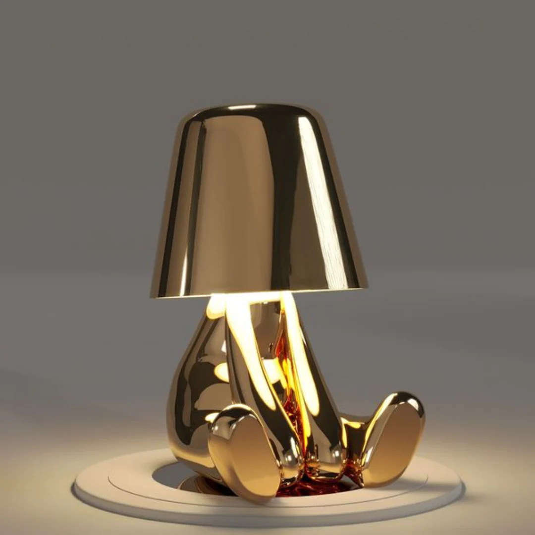 Artistic playful LED lamp, dimmable touch control, enhances any space.