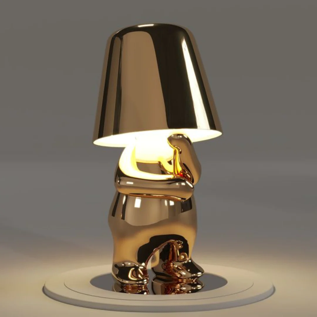 Modern playful LED table lamp, dimmable, great for children's rooms or living.