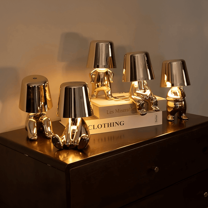 Portable LED lamp with playful design, dimmable touch control for easy use.