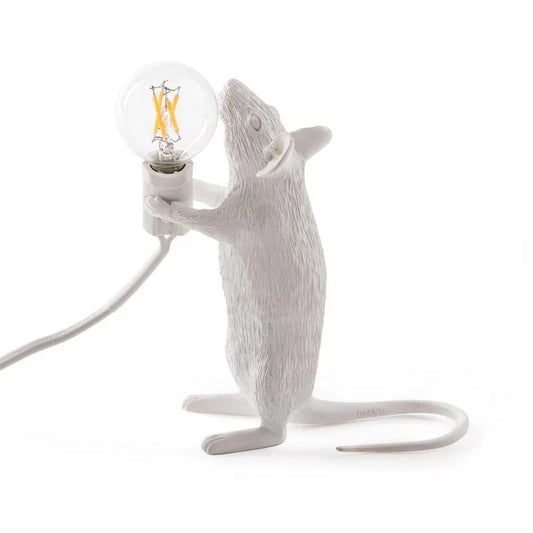 Playful mouse LED lamp, a unique whimsical table light for kids' rooms or modern decor.