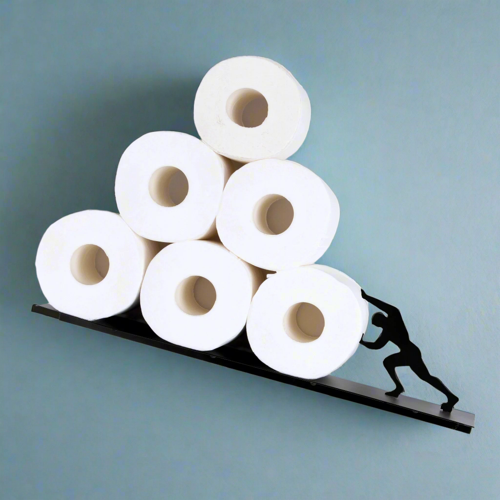 Versatile Freestanding Shelf for bathrooms. Multi-tier iron storage for toilet paper, towels, and toiletries.