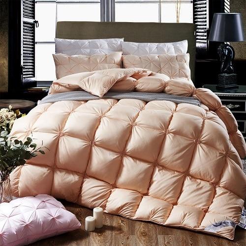 Piped & quilted goose down duvet for superior warmth, luxury bedding & cozy home comfort.