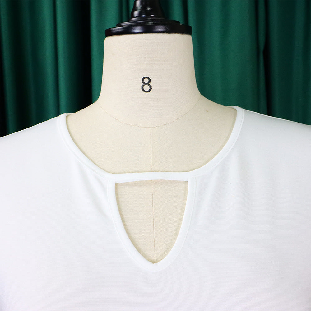 Stylish plus-size sleeveless dress with asymmetrical hem, versatile women's fashion.