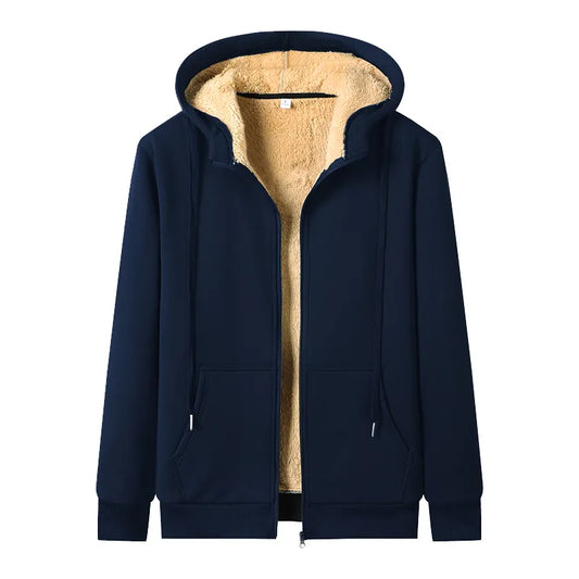 Plus-size women's cozy hooded winter jacket. Warm fleece, perfect for cold weather.