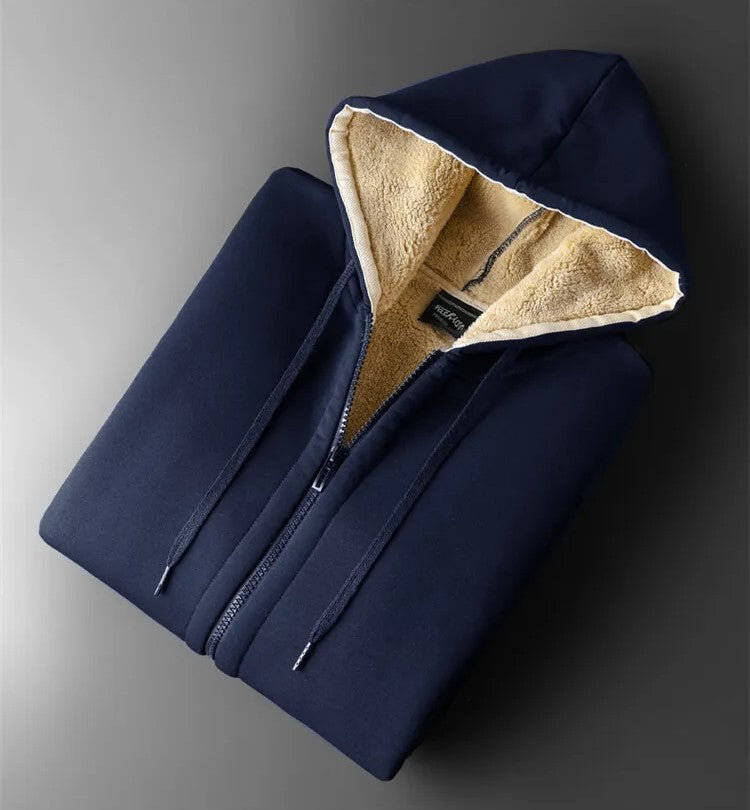 Plush fleece plus-size women's winter jacket. Hooded for extra warmth in cold weather.