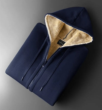 Plush fleece plus-size women's winter jacket. Hooded for extra warmth in cold weather.