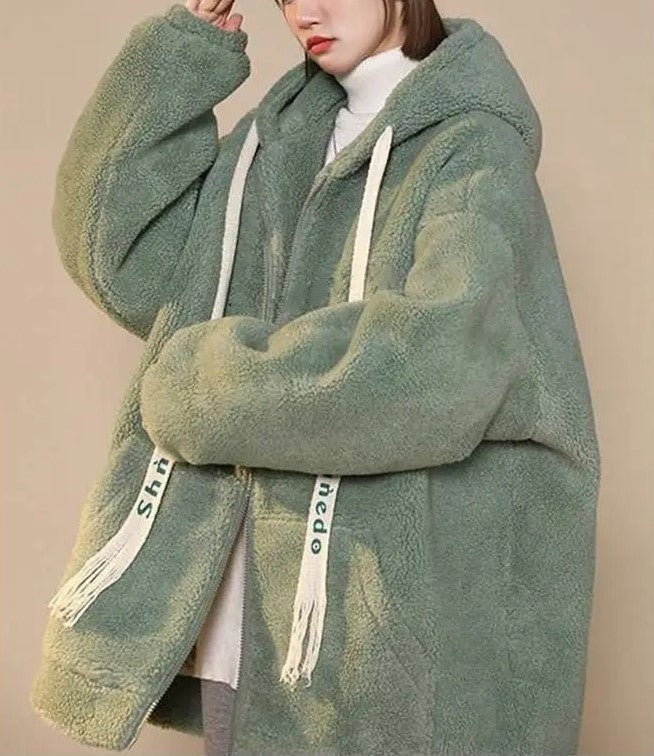 Plus size women's fleece jacket, cozy and warm, perfect for fall and winter layering.
