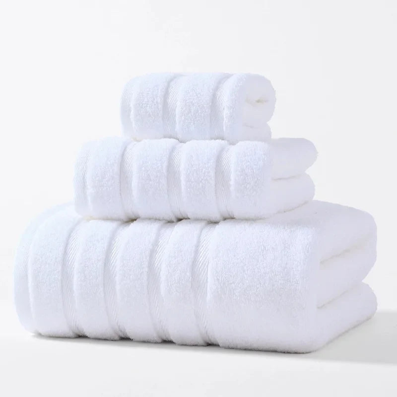 Luxury plush cotton bathroom towel set, quick-dry & super soft bath linens.