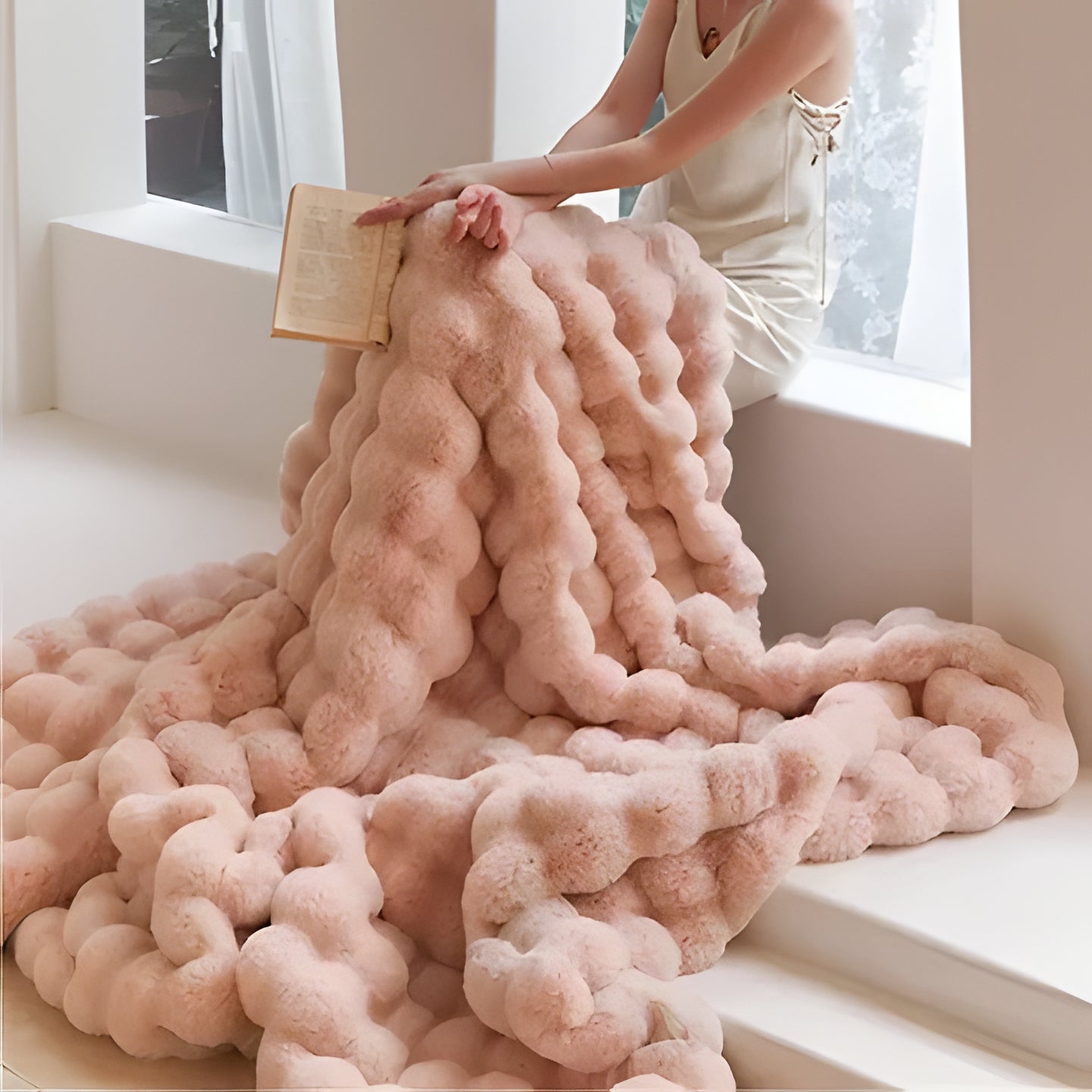 Plush faux fur throw blanket with rabbit-like softness, ideal for winter warmth & cozy comfort in any room.