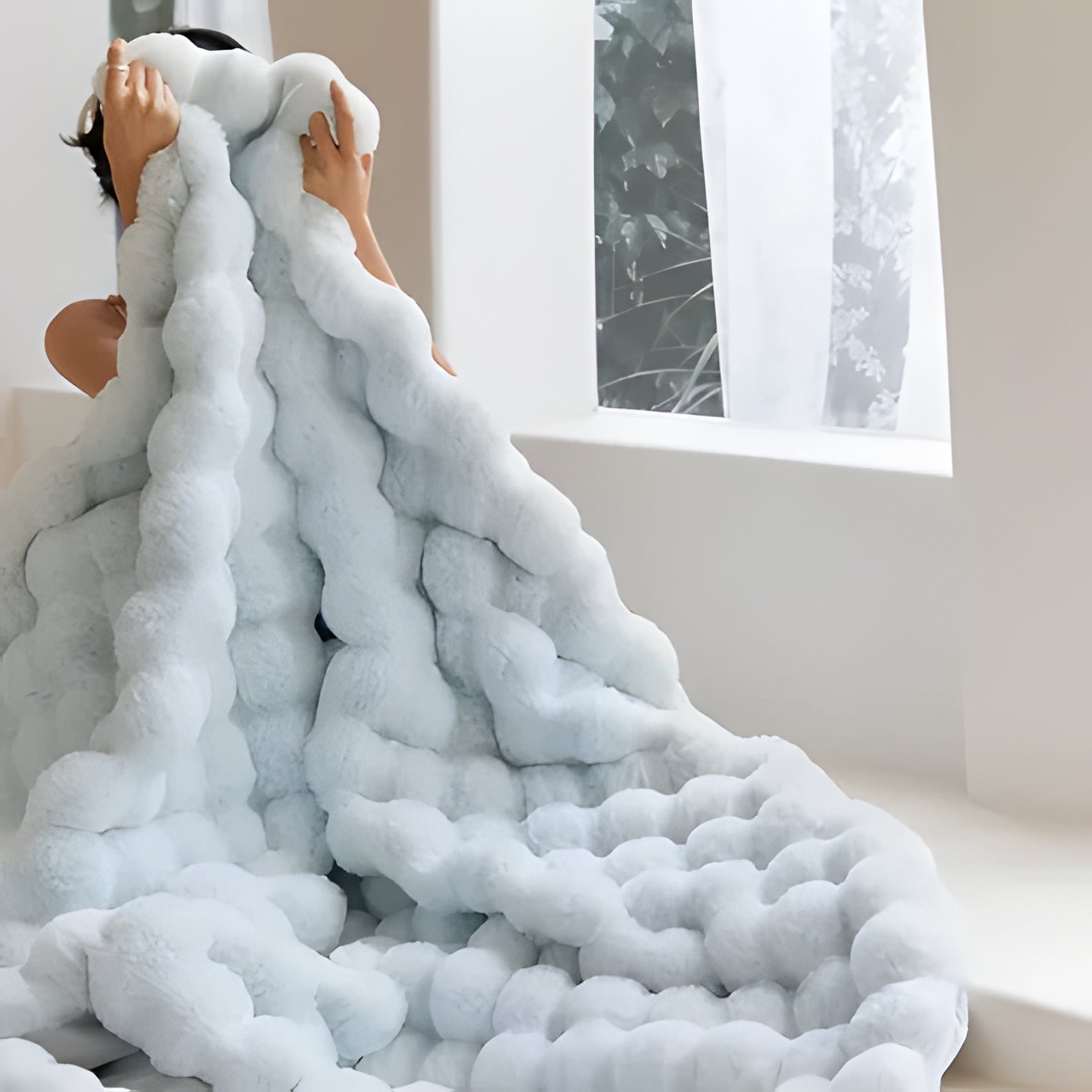Ultra-soft rabbit faux fur throw blanket for plush comfort. Stay warm this winter with luxurious home decor.