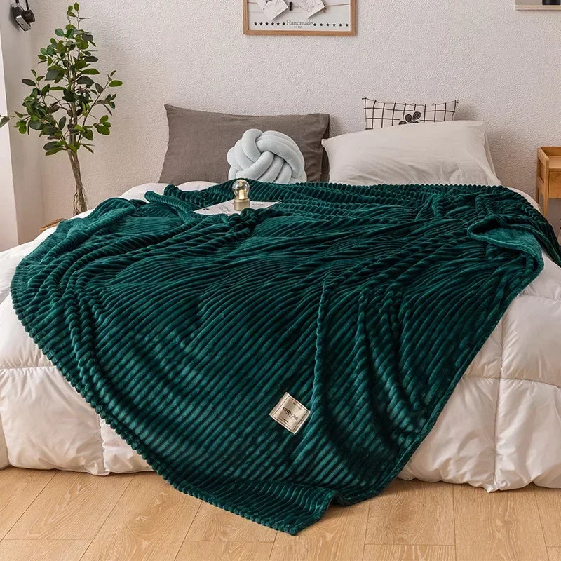 Cozy plush flannel blanket, ideal for winter warmth. Soft large throw for bedroom comfort and home decor.
