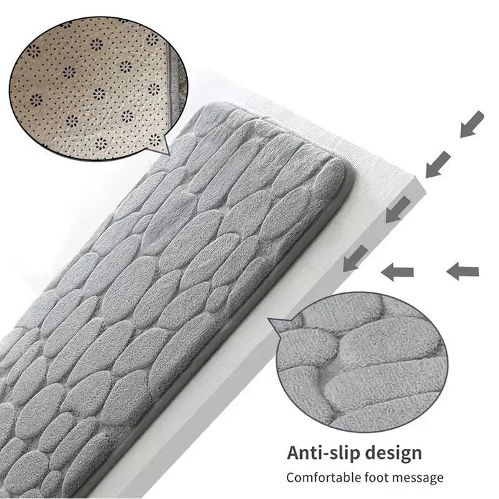 Stylish embossed velvet memory foam living room mat, adding plush comfort & modern home decor.