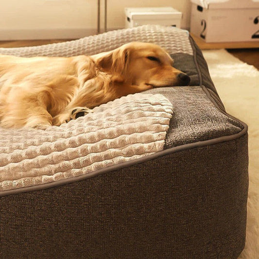 Plush orthopedic dog bed with head pillow for ultimate pet comfort & joint support.