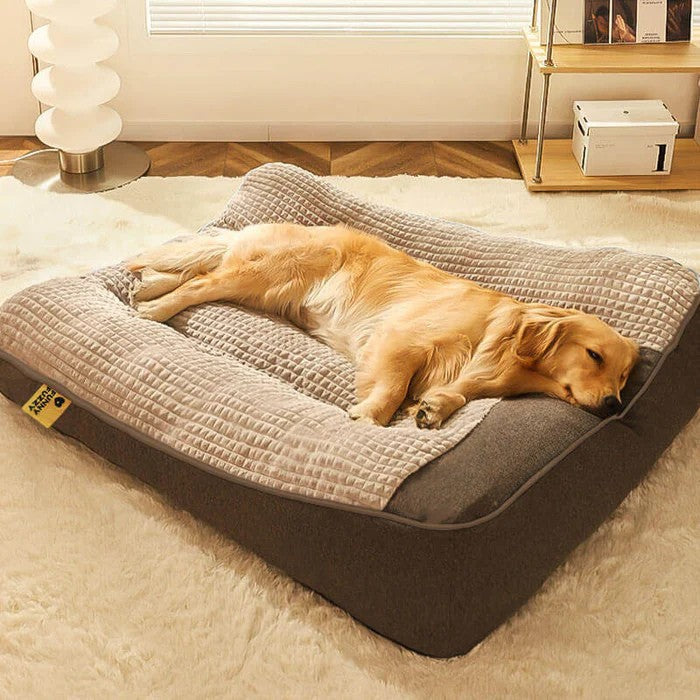 Comfortable orthopedic dog bed designed for joint support, promoting restful sleep for pets.