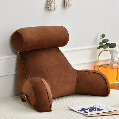 Memory foam reading pillow with arms, designed for ultimate relaxation & support.