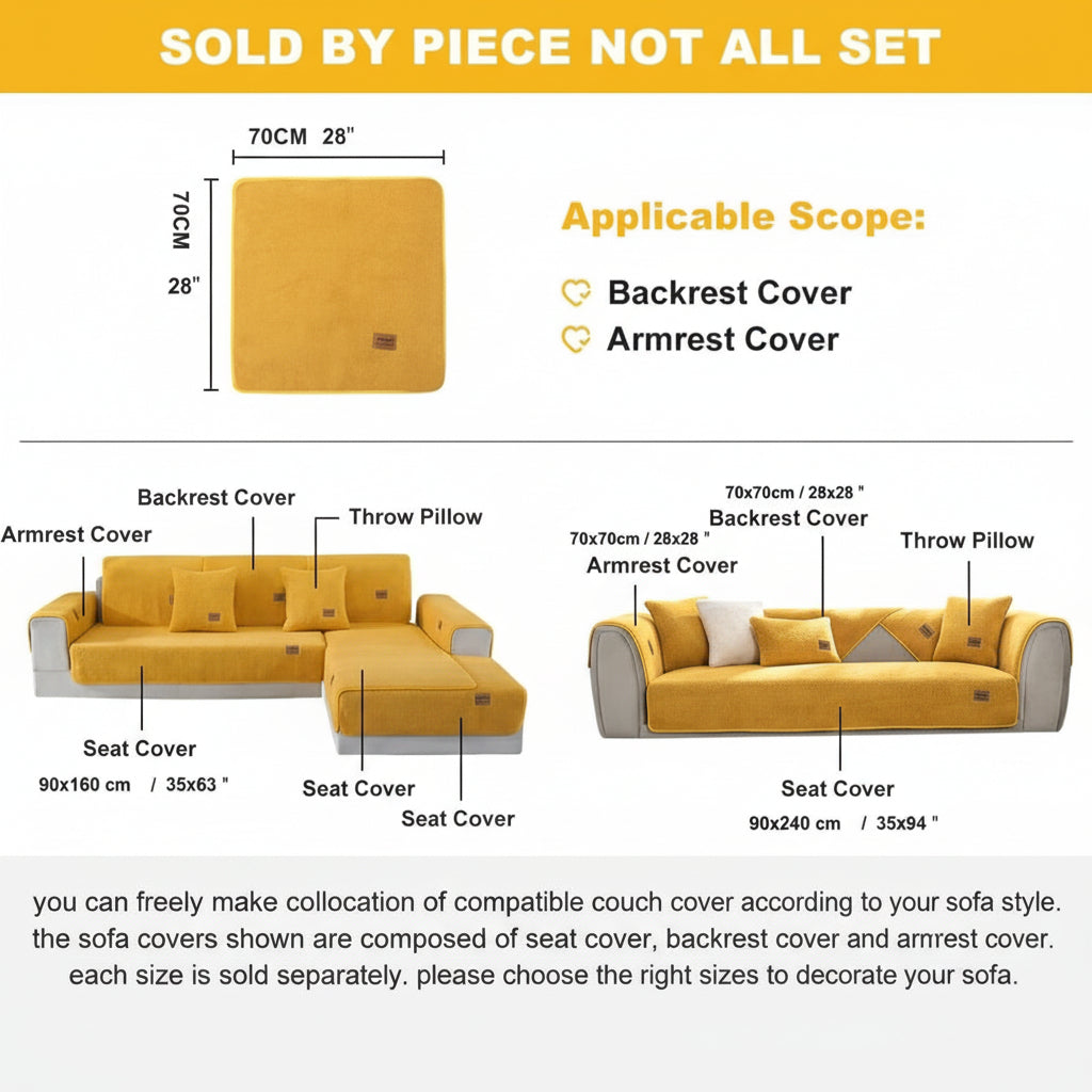 Soft non-slip plush sofa cover. Premium polyester furniture cover providing ultimate protection & cozy comfort.