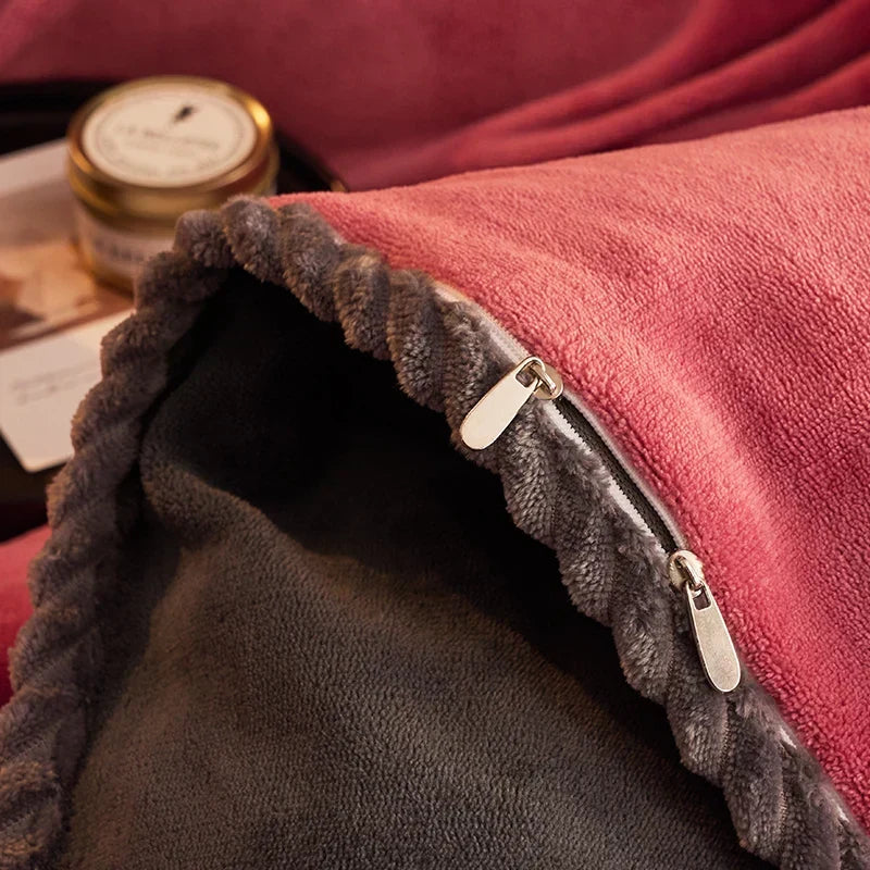 Stylish velvet fleece duvet cover set, designed for warmth and adding a touch of elegance to any bedroom decor.