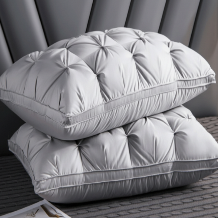 Premium bedroom pillow with balanced support, feather blend for plush comfort and a restful night.