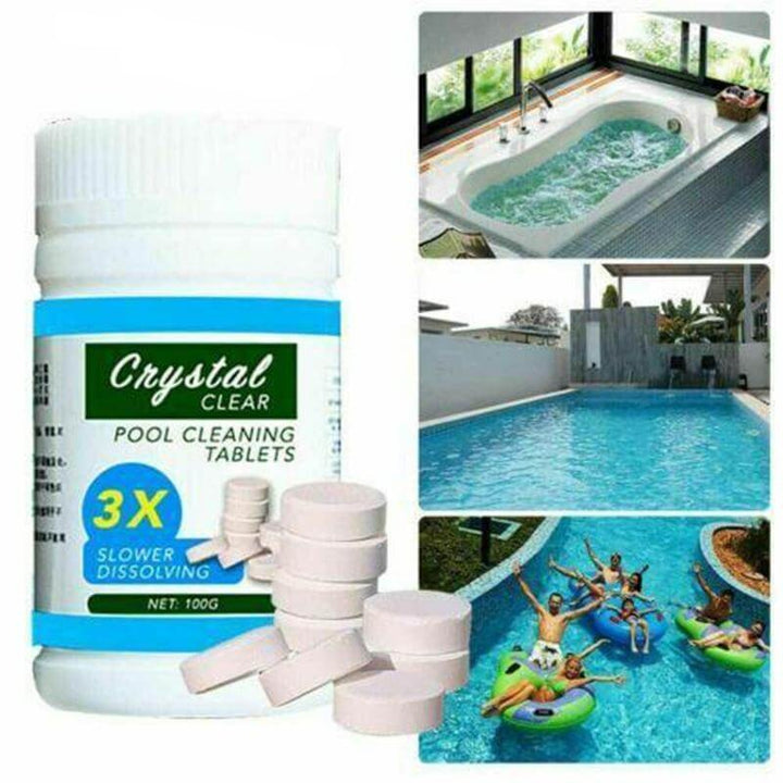 Pool & Spa Water Clarifying Tablets for crystal clear pool & hot tub water. Essential pool maintenance.