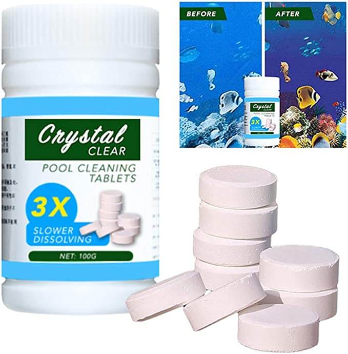 Premium pool & spa clarifying tablets. Chemical treatment for sparkling, clear swimming pool and hot tub water clarity.