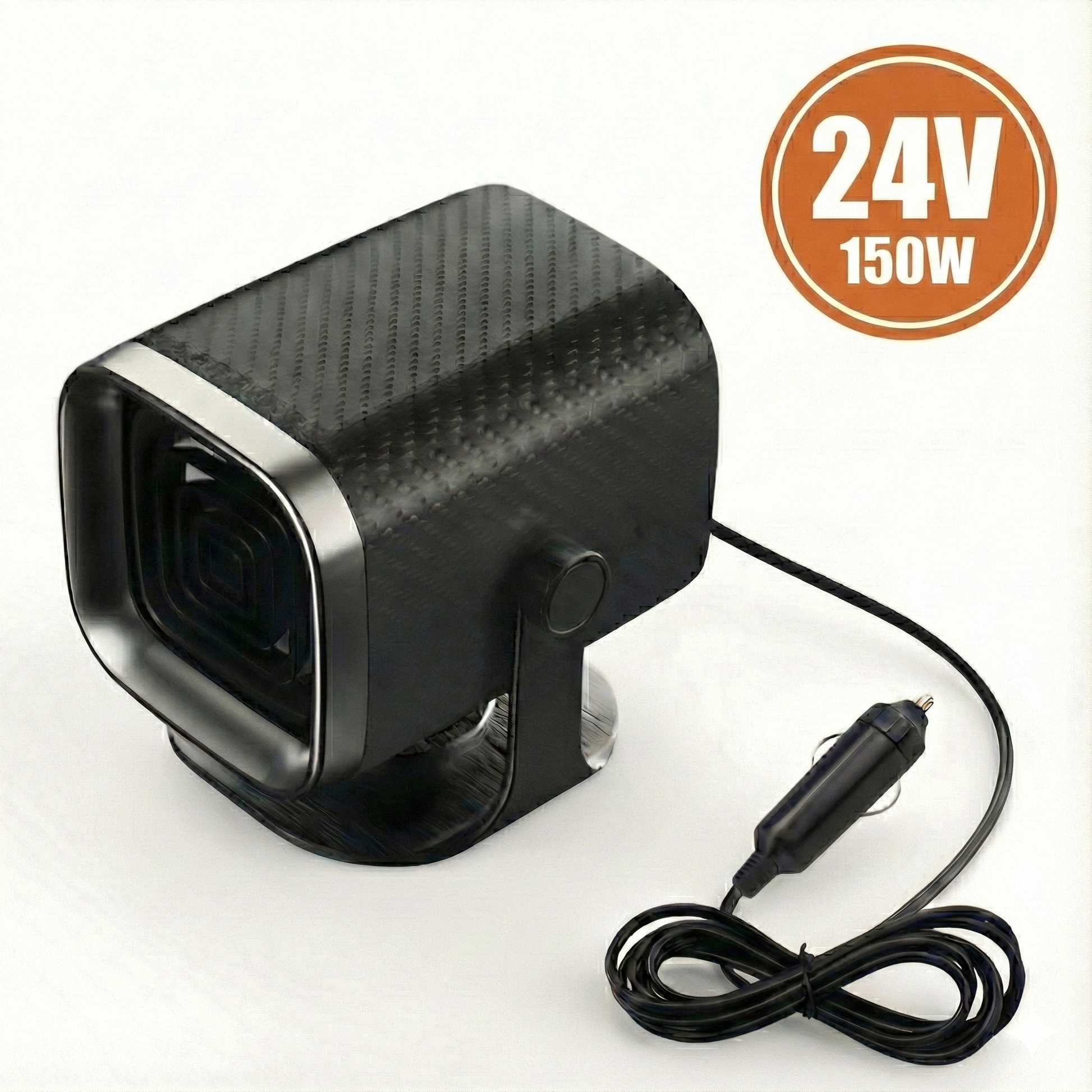 Portable vehicle defroster, compact design, quickly clears car windows of fog and ice