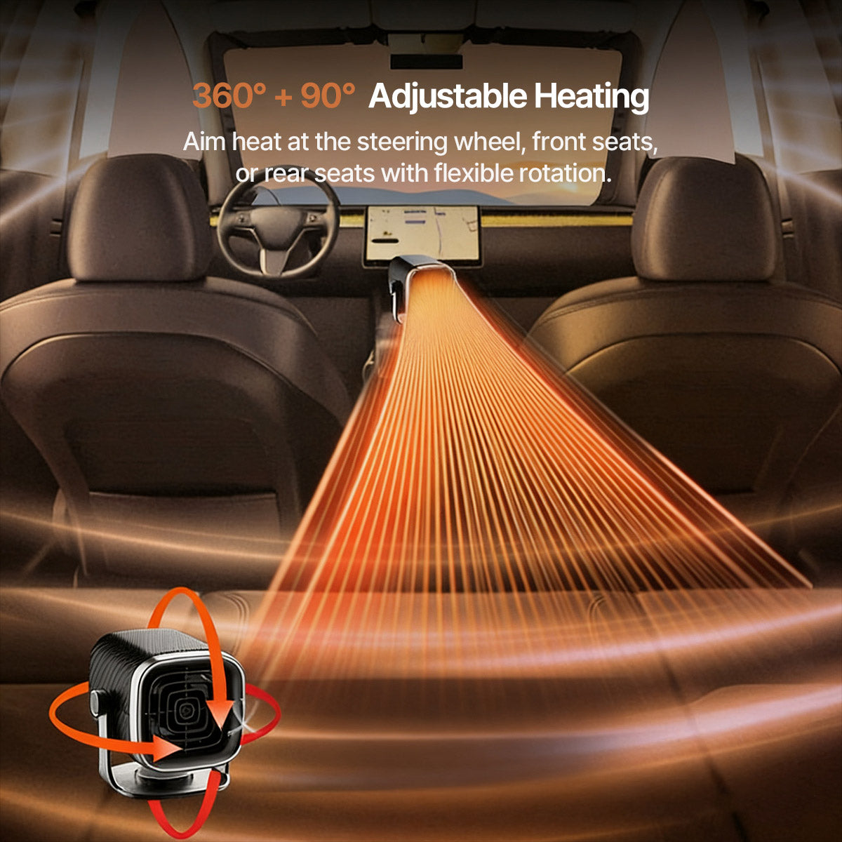 Winter car accessory: portable defroster and heater, essential for cold weather driving