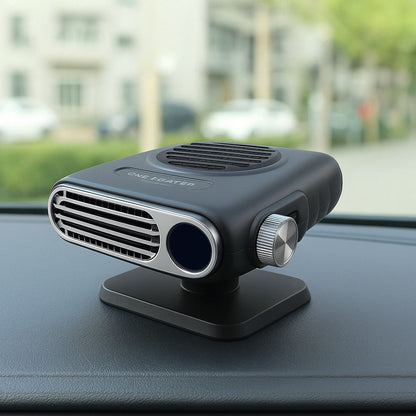 Close-up of portable car heater controls, offering fast warmth for winter driving