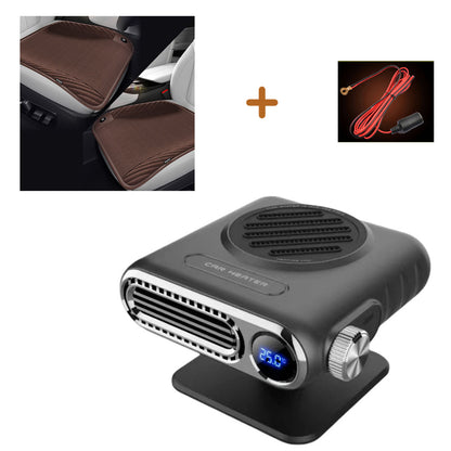 User demonstrating the portable 12V 24V car heater setup in a cold vehicle