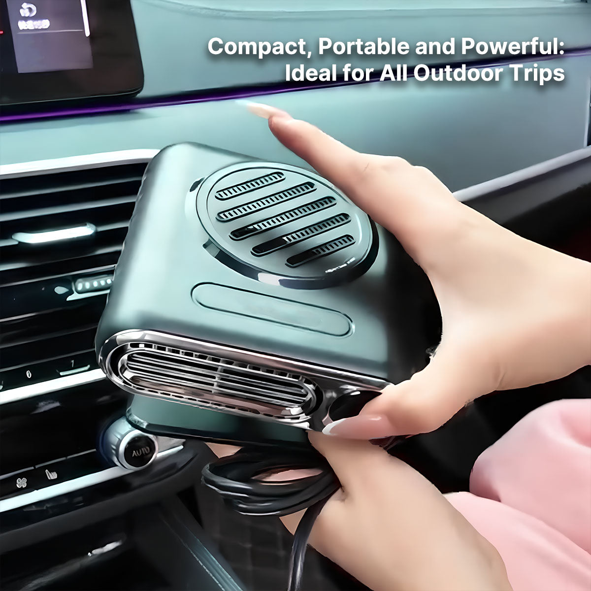 Portable vehicle cabin heater for winter driving comfort and instant defrost