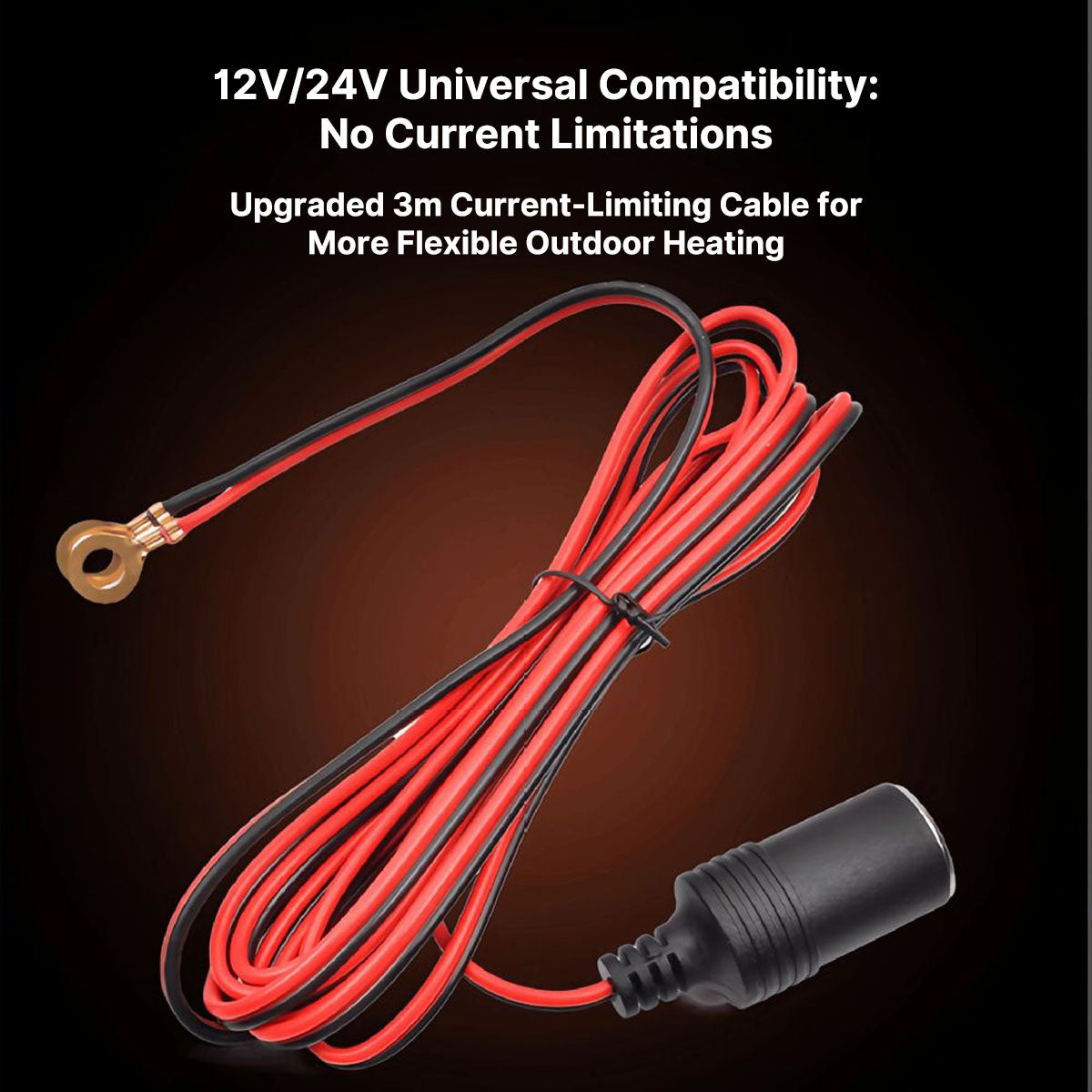 Handheld view of a 12V 24V portable car heater, ready for cold weather use