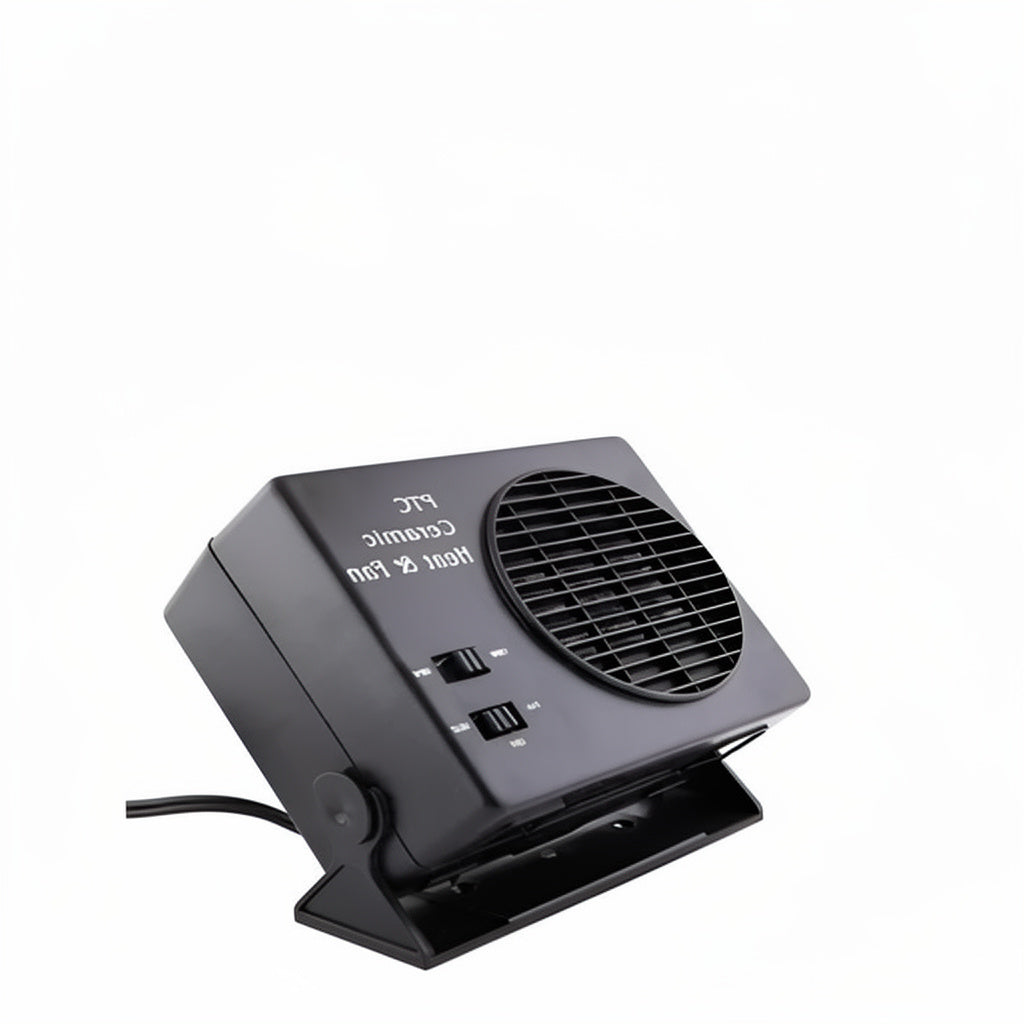 Portable 12V ceramic car fan heater & defroster. Quick auto warmer for vehicles.