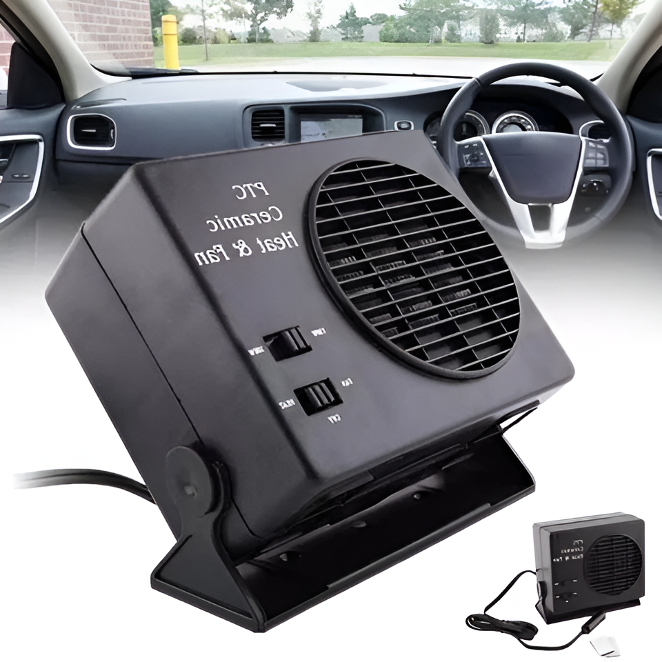 Efficient 12V car fan heater and defroster, portable auto warmer for comfortable driving.