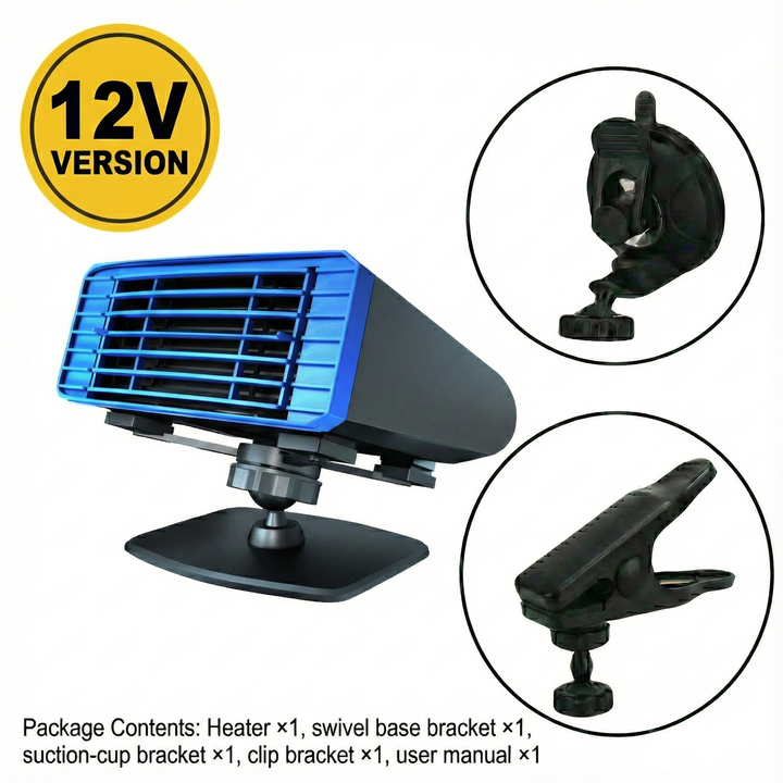 Vehicle essential winter car accessory, universal 12V/24V portable defroster and heater