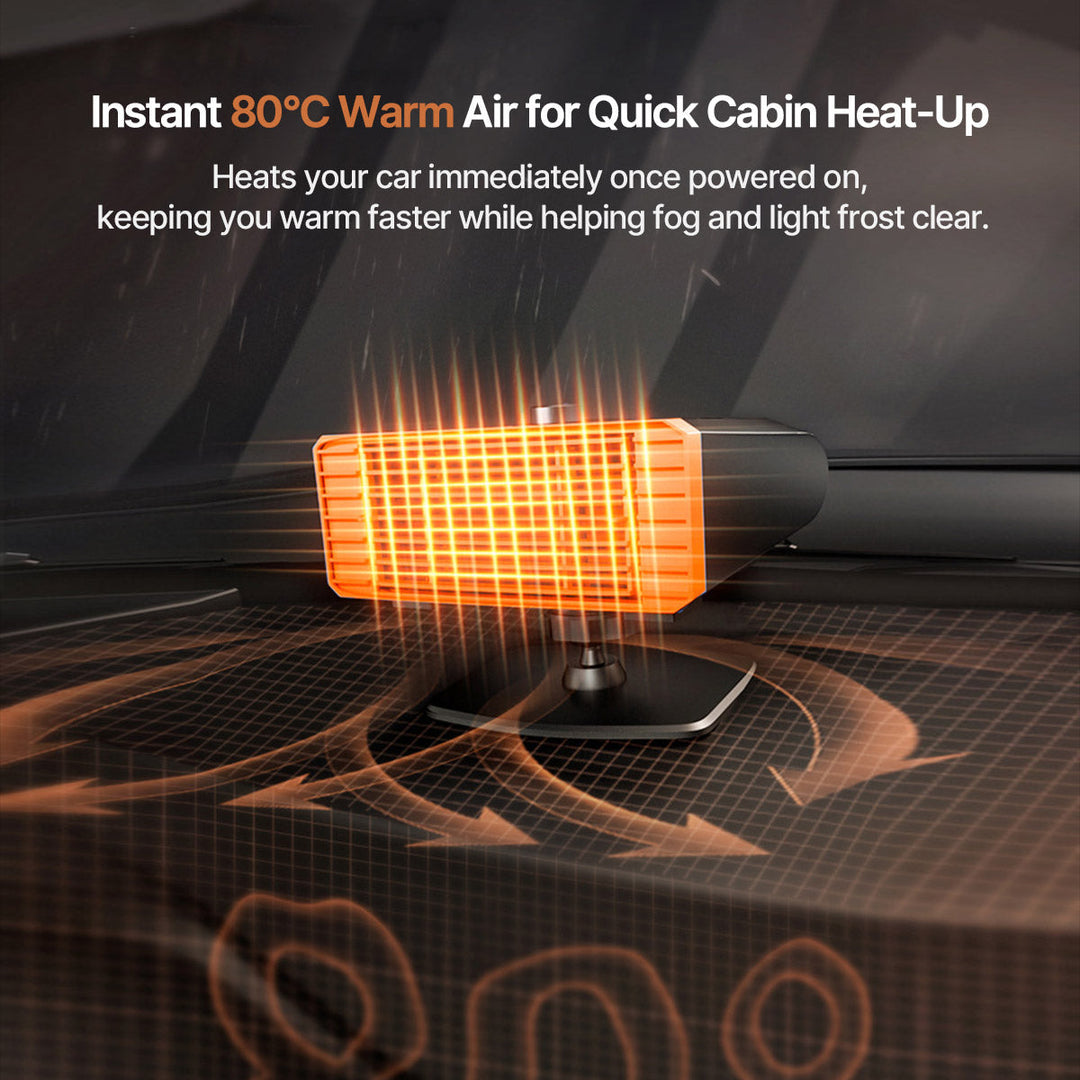 Car windshield defogger with universal mounting, essential winter car accessory, 12V