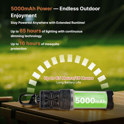 Waterproof camping lantern with silent mosquito zapper for comfortable outdoor recreation.