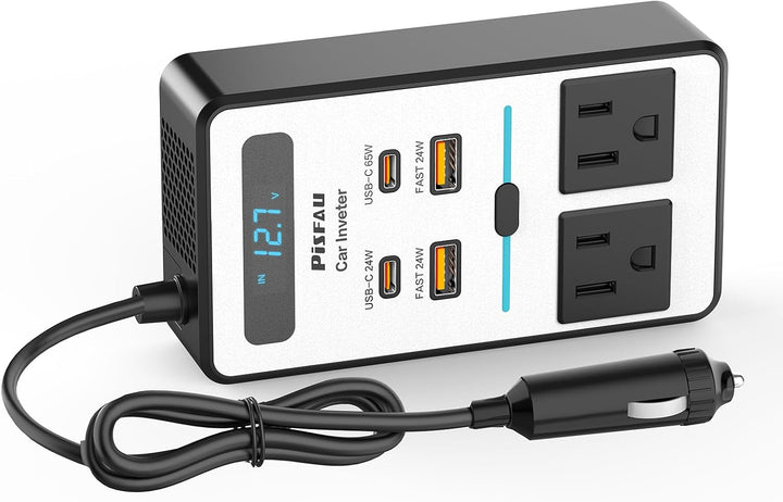 Versatile 200W car power inverter with fast charge USB-C. Perfect auto accessory.