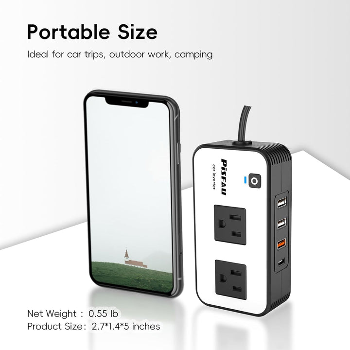 Charge devices on the road with this 200W car inverter, USB-C & fast charger power adapter.