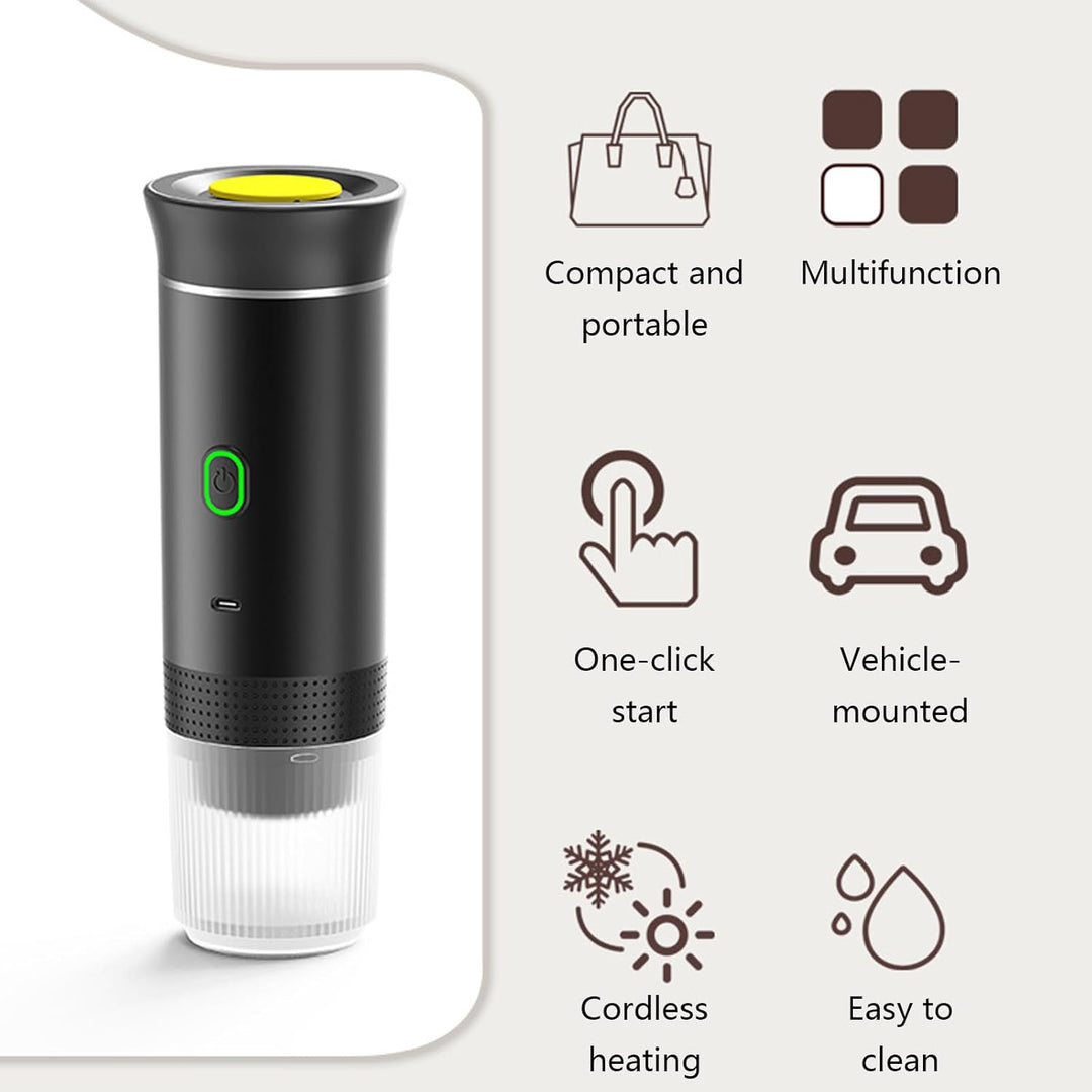 Outdoor gear: Raverno portable espresso coffee maker with rechargeable battery for camping adventures.