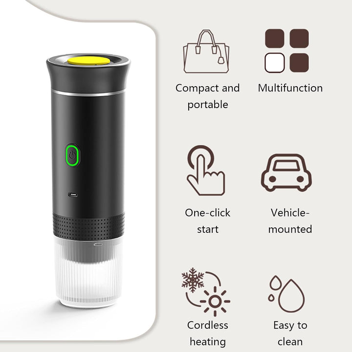 Outdoor gear: Raverno portable espresso coffee maker with rechargeable battery for camping adventures.