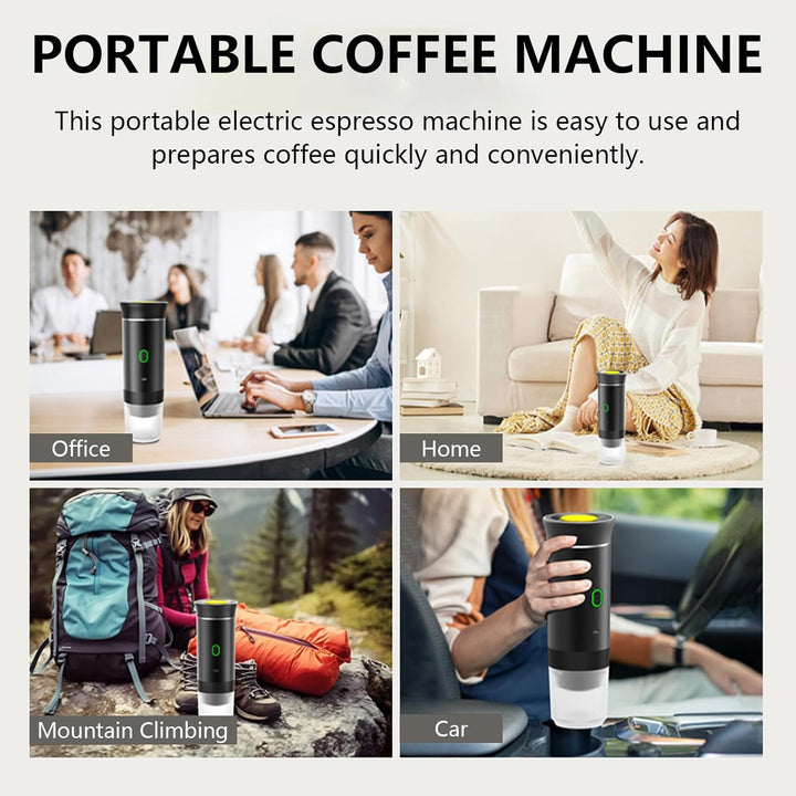 Versatile 3-in-1 portable espresso maker: hot/cold brew, ground coffee & capsules, rechargeable.