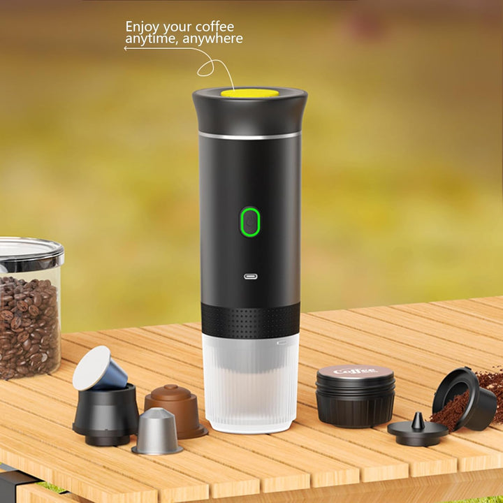 Innovative kitchen gadget: portable espresso coffee maker with rechargeable battery for fresh brew.
