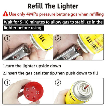 Durable windproof 4-jet torch lighter, cigar accessory for outdoor enthusiasts & BBQ