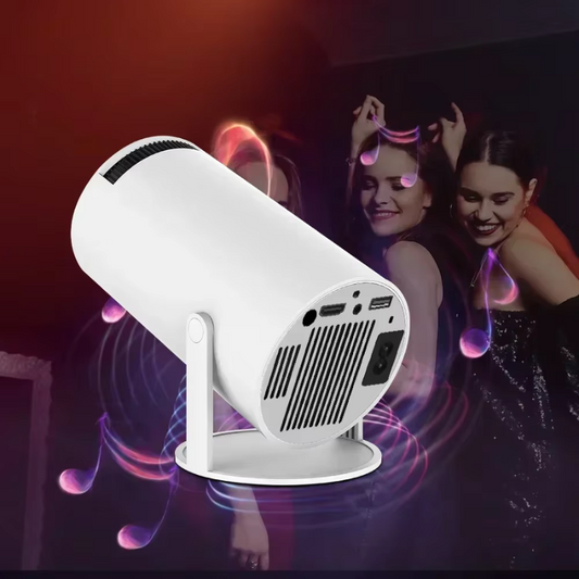 Portable 4K home theater projector, ideal for movies, gaming, and entertainment anywhere.