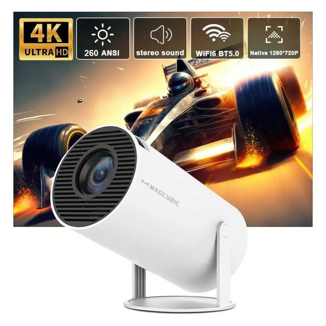 Portable 4K smart projector delivering stunning home theater & outdoor movie experiences.