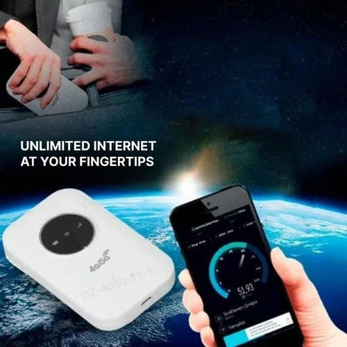 Sleek portable 5G mobile hotspot delivers ultra-fast wireless internet for digital nomads.