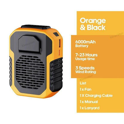 Compact waist fan with 6000mAh battery, ideal mini fan for camping and travel