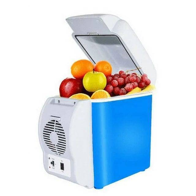 Compact 7.5L portable car fridge, ideal for keeping drinks cold on road trips