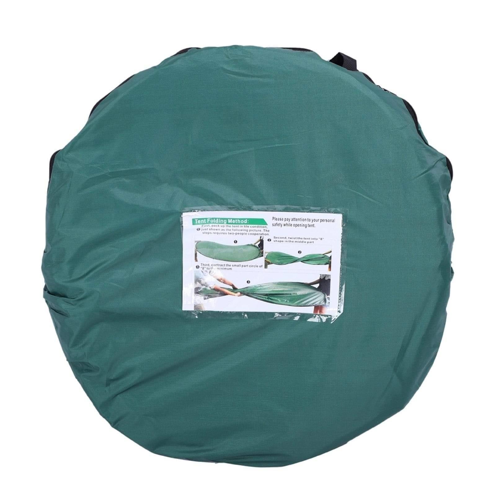 Army green travel tent offering privacy and shelter; perfect for outdoor showers, changing clothes, or as a portable toilet room.