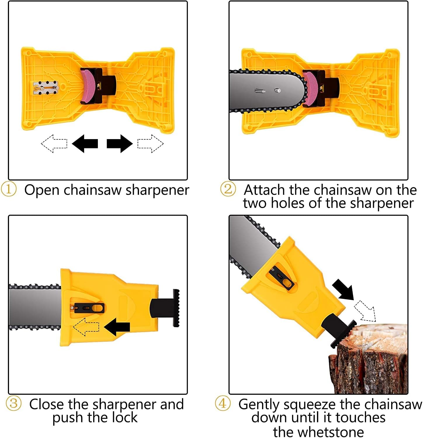 Compact portable chainsaw blade sharpener, designed for easy and efficient woodcutting tool maintenance.