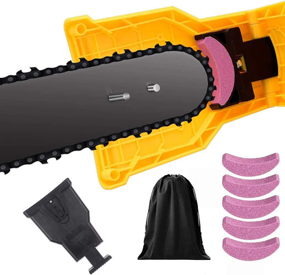 Easy-to-use universal chain sharpener, a portable outdoor tool for efficient chainsaw blade renewal.